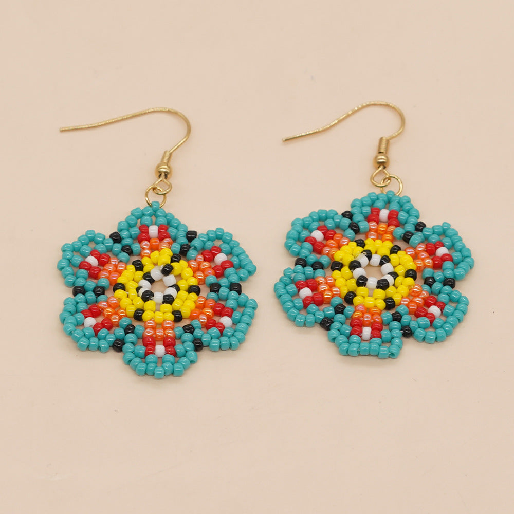 Wholesale Flower Colored Glass Beads Earrings