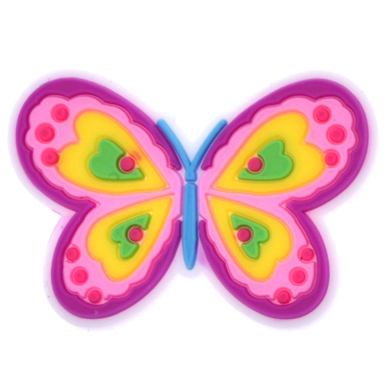 100pcs 100pcs PVC Colorful Butterfly Series Hebilla de zapato de bricolaje
