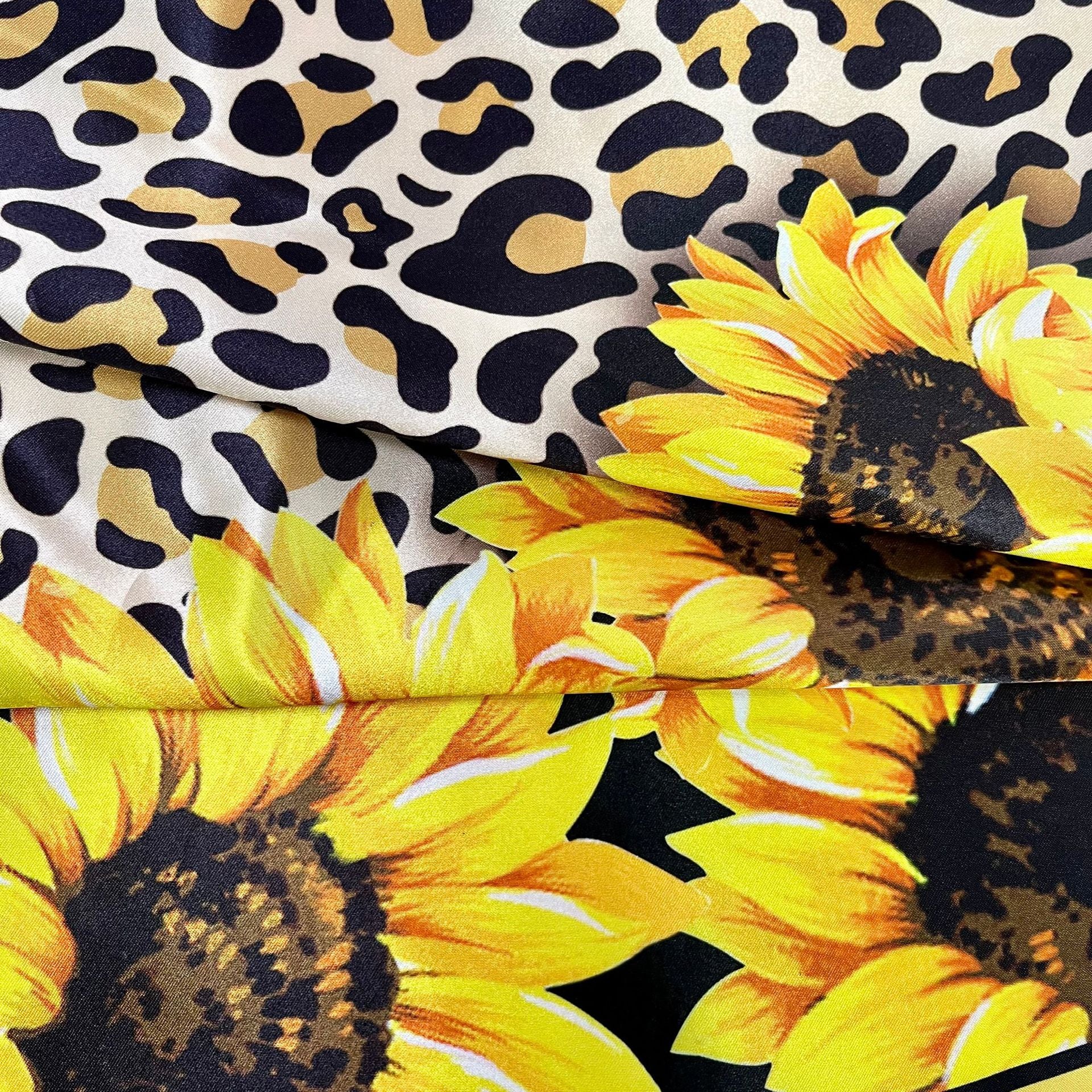 Wholesale Sunflower Leopard Pattern Spliced Colored Western Scarves
