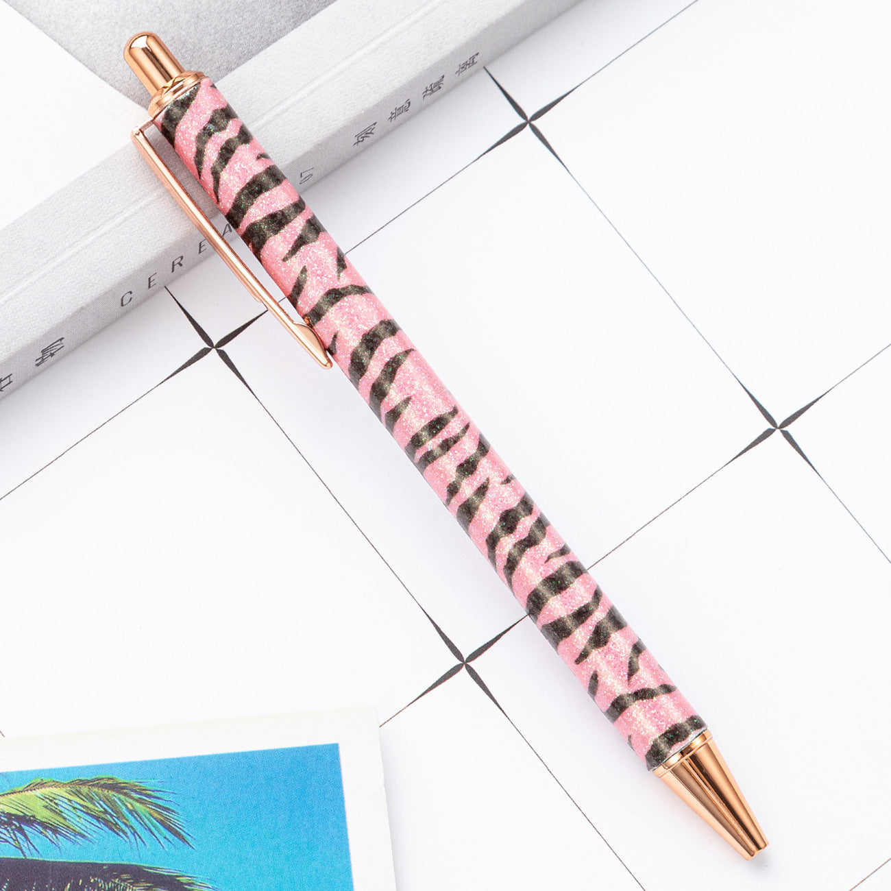 Wholesale Metal Zebra Pattern Gold Powder Bouncing Ballpoint Pen