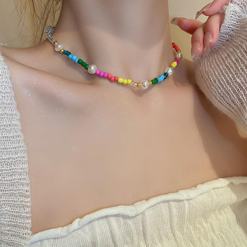 Wholesale Crystal Pearl Flower Heart Plastic Beaded Necklaces