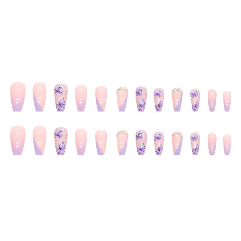 Wholesale Resin Crushed Diamond Ice Cream Taro Purple Butterfly Nail Art