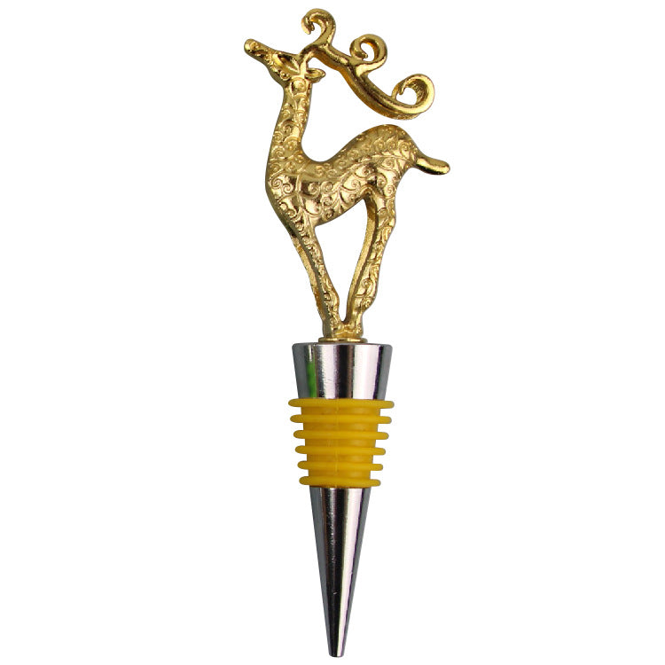 Wholesale DIY Golden Deer Household Zinc Alloy Red Wine Bottle Stoppers