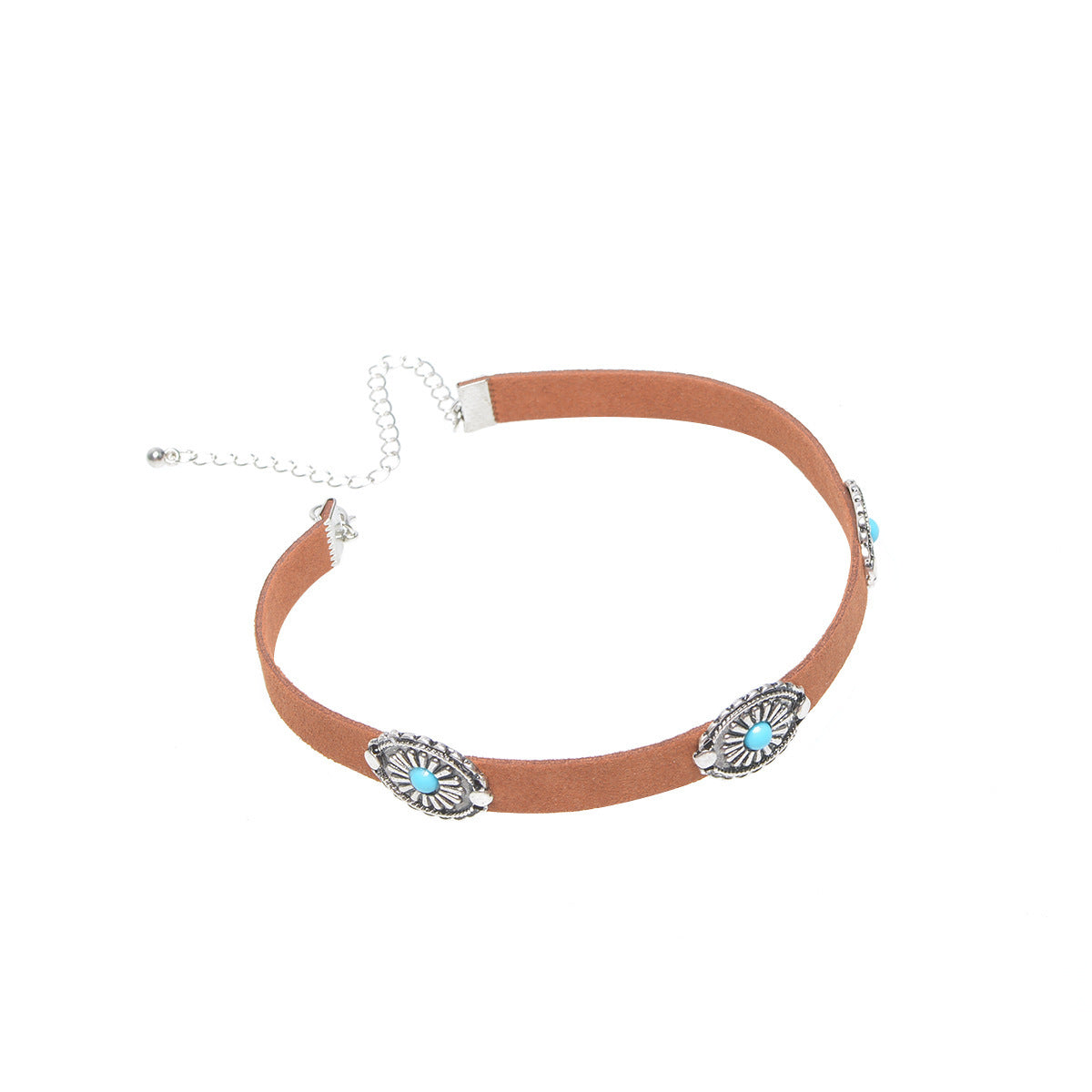 Collar con colgante de turquesa con placa frontal bohemia de aleación al por mayor