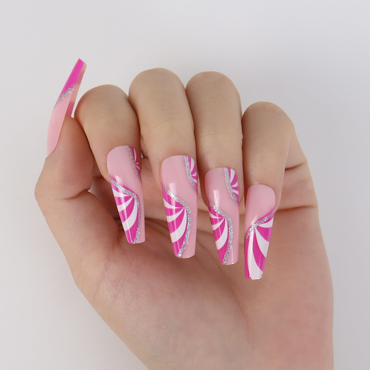 Parches de mejora de uñas largas de plástico de plástico de 24 piezas al por mayor