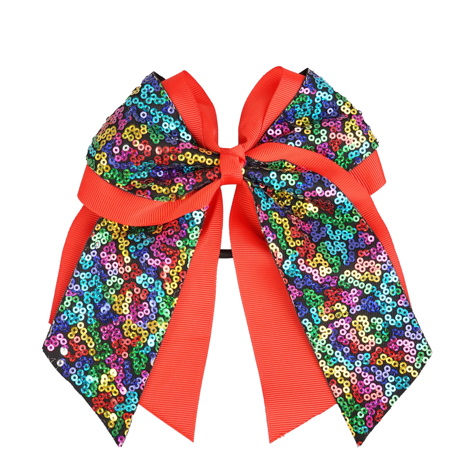 Wholesale 6inch Double Layer Large Swallowtail Sequin Bow Hair Tie