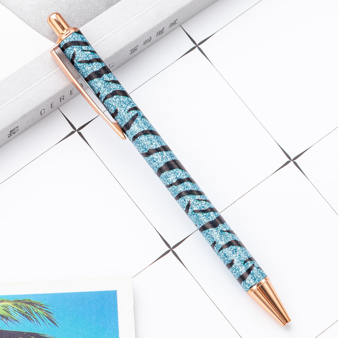 Wholesale Metal Zebra Pattern Gold Powder Bouncing Ballpoint Pen
