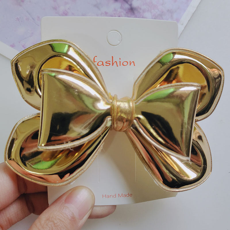 Wholesale PU Glossy Oversized Bow Hair Clips