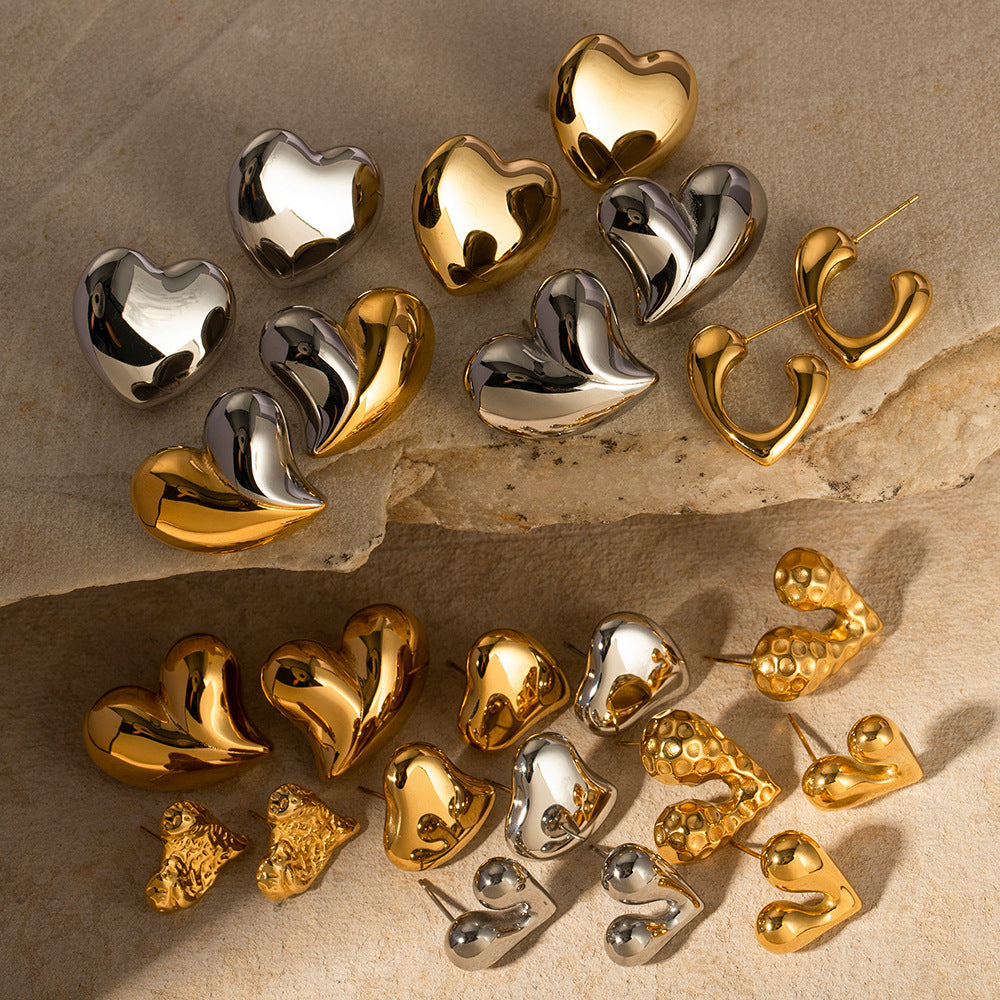 Wholesale Heart-shaped Stainless Steel Earrings