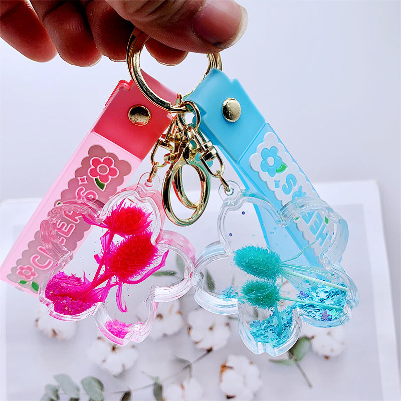 Comercio al por mayor acrílico aceitado flor de cerezo llavero creativo