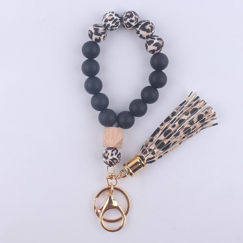 Wholesale Tassel Leather PU Silicone Beaded Wrist Keychains