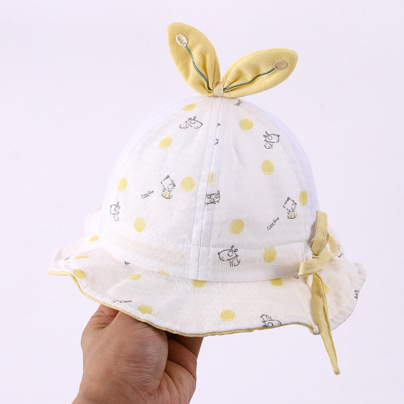 Wholesale Polka Dot Puppy Print Mesh Kids Cotton Bucket Hat