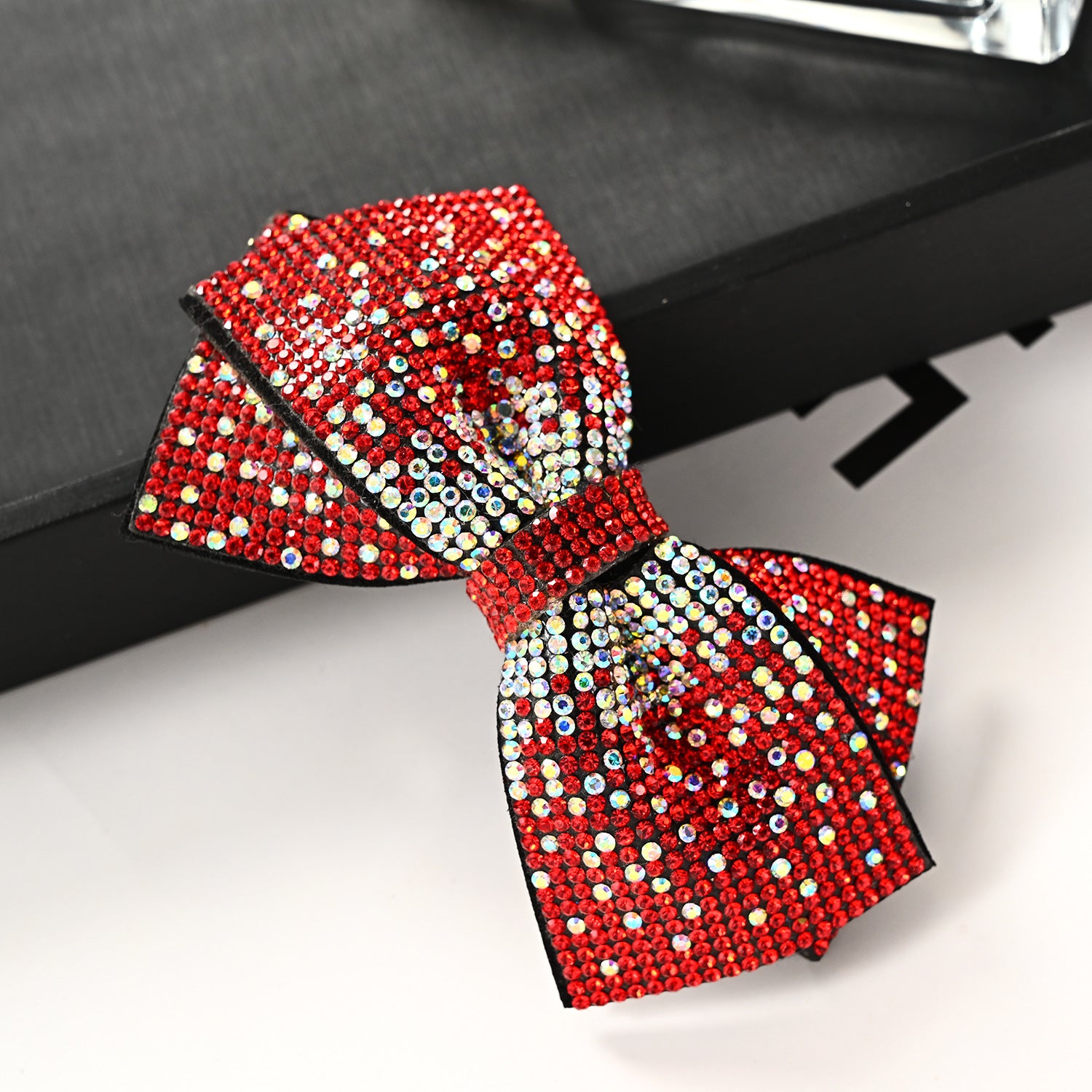 Wholesale 2023 Red Full Diamond Bow Spring Clip Hairpin