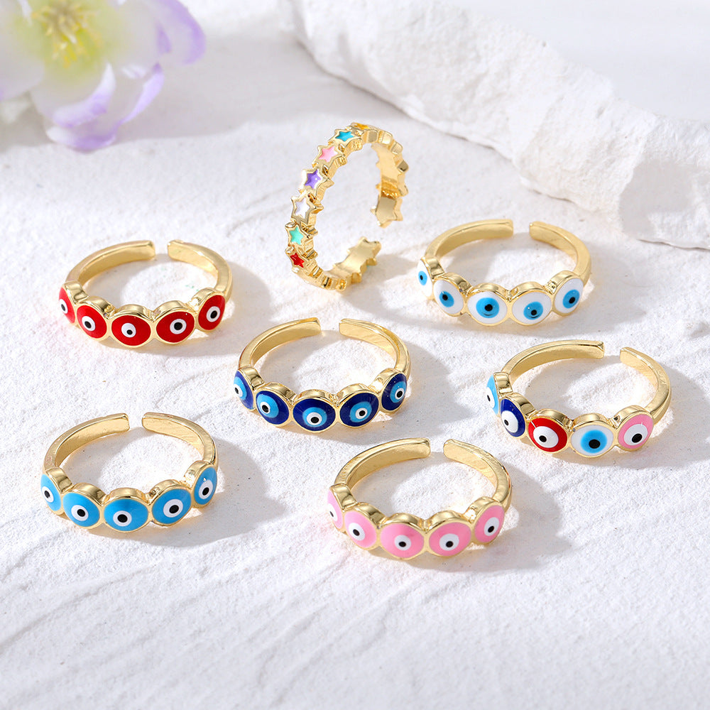 Wholesale Alloy Colored Demon Eye Adjustable Ring