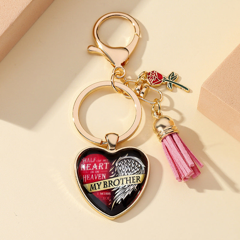 Llavero creativo con colgante de aleación de corazón para el día del padre y el día de la madre al por mayor