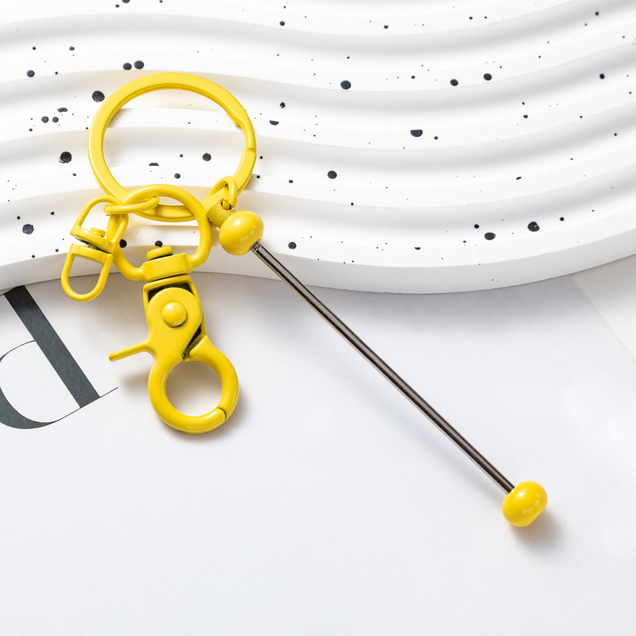 Wholesale Beadable Bar Keychains Handmade Metal Solid Color Keychain