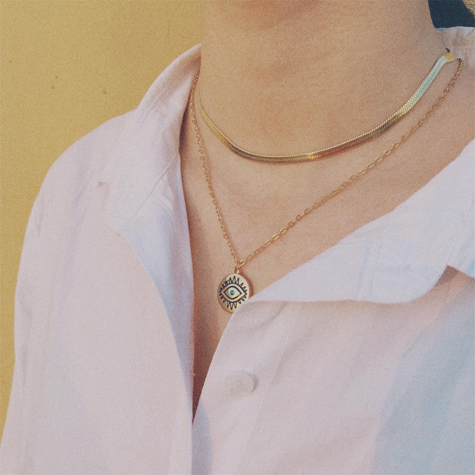 Wholesale Stainless Steel Devil's Eye Trip Trying Necklace