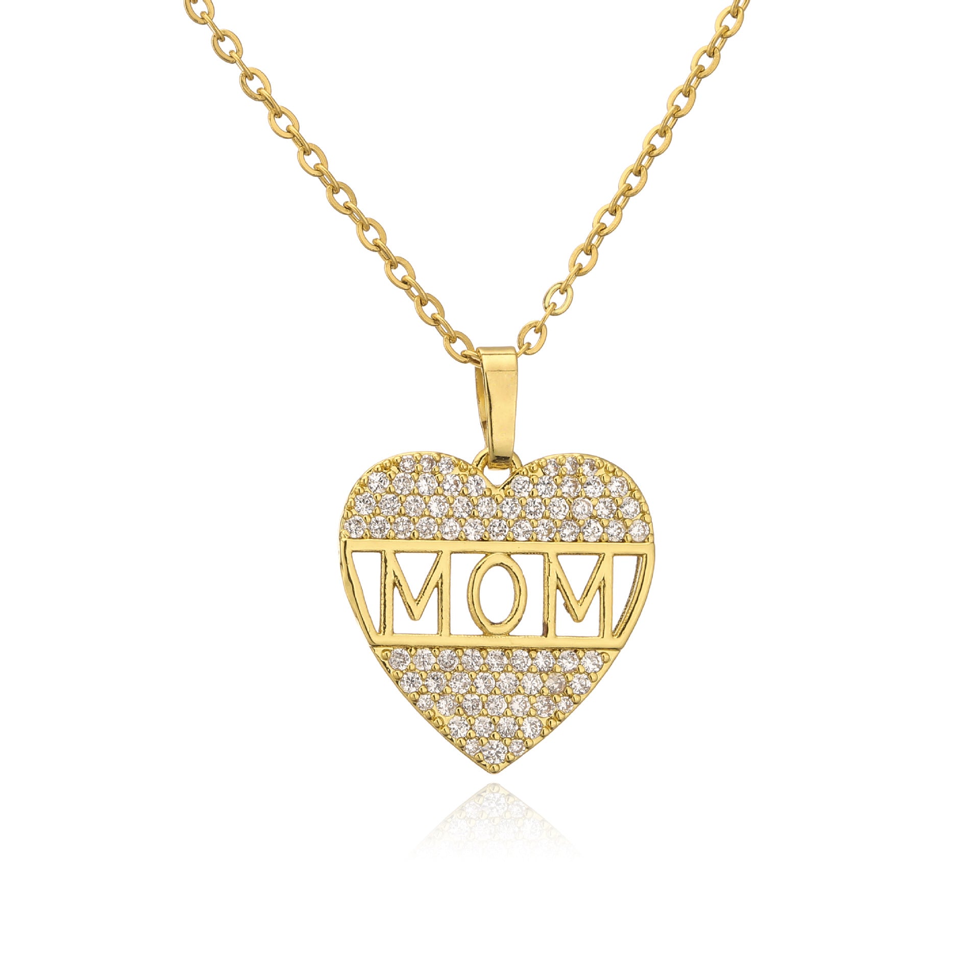 Wholesale Mother's Day Gift Copper 18K Gold Plated Zircon MAMA Necklace
