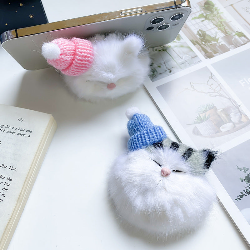 Wholesale Plush Cat Fur Ball Airbag Mobile Phone Holder