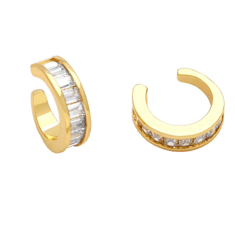 Wholesale Colored Zircon Copper Clip/cuff Earrings