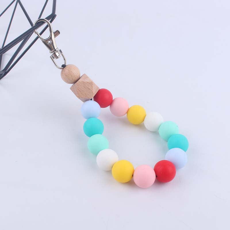 Wholesale Colorful Silicone Beaded Wrist Keychain