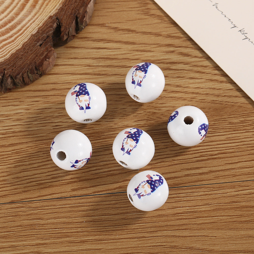 Cuentas al por mayor de 500 piezas de 16 mm American Flag Hewood