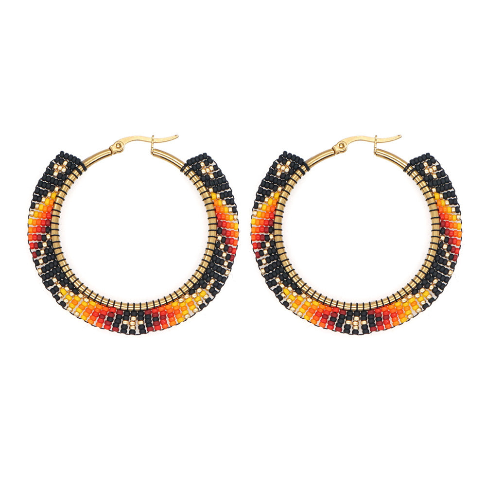 Wholesale Cajun Glass Rice Beads Hoop Earrings