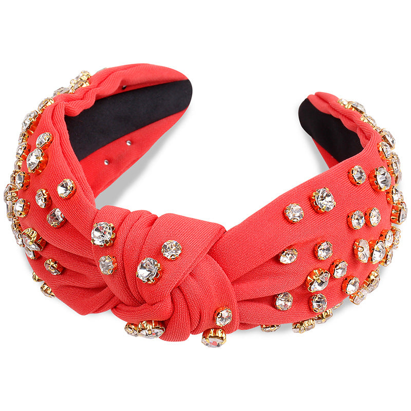 Wholesale New Pearl Rhinestone Geometric Fabric Headband