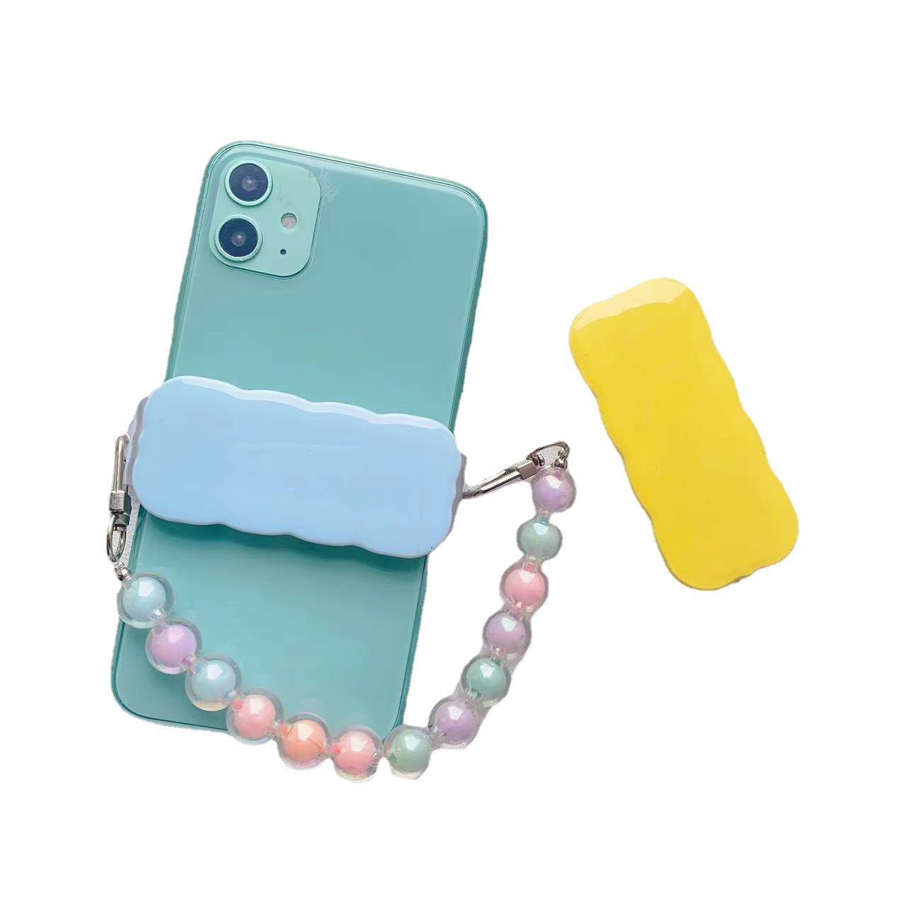 Wholesale Solid Color Epoxy Wave Edge Pearl Chain Portable Phone Holder