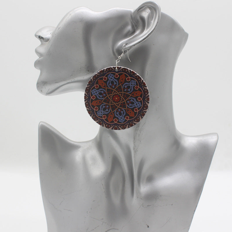 Pendientes De Madera Redondos De Estilo Nacional al por mayor