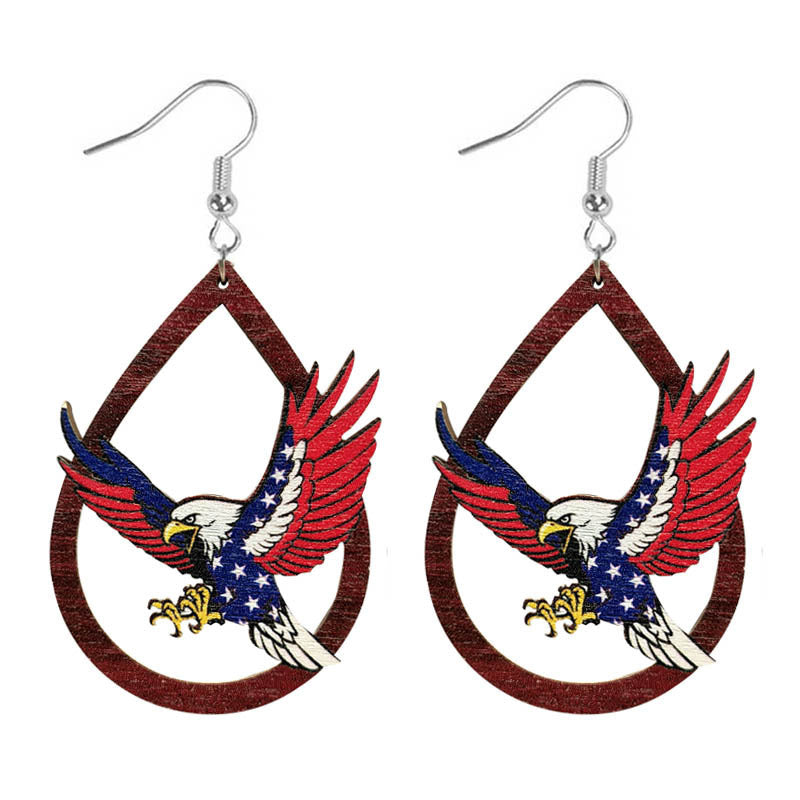 Wholesale Independence Day Flag Wood Earrings