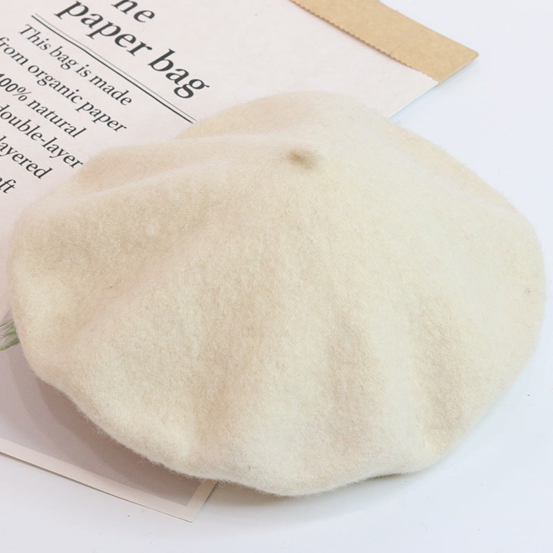Biz Wool Woolen Painter's Hat Solid Color Beret