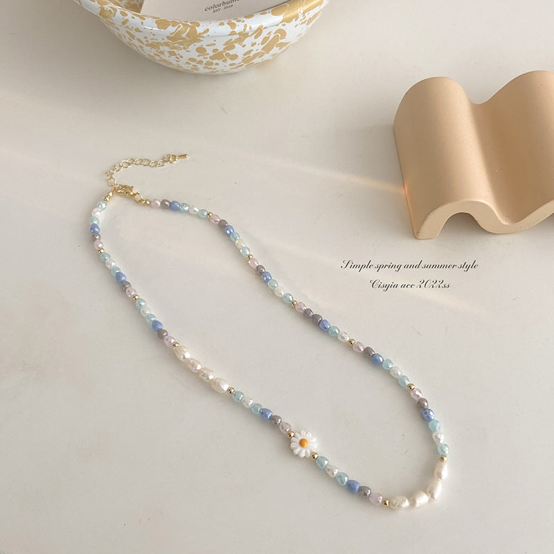 Wholesale Imitation Pearl Flower Beaded Necklaces