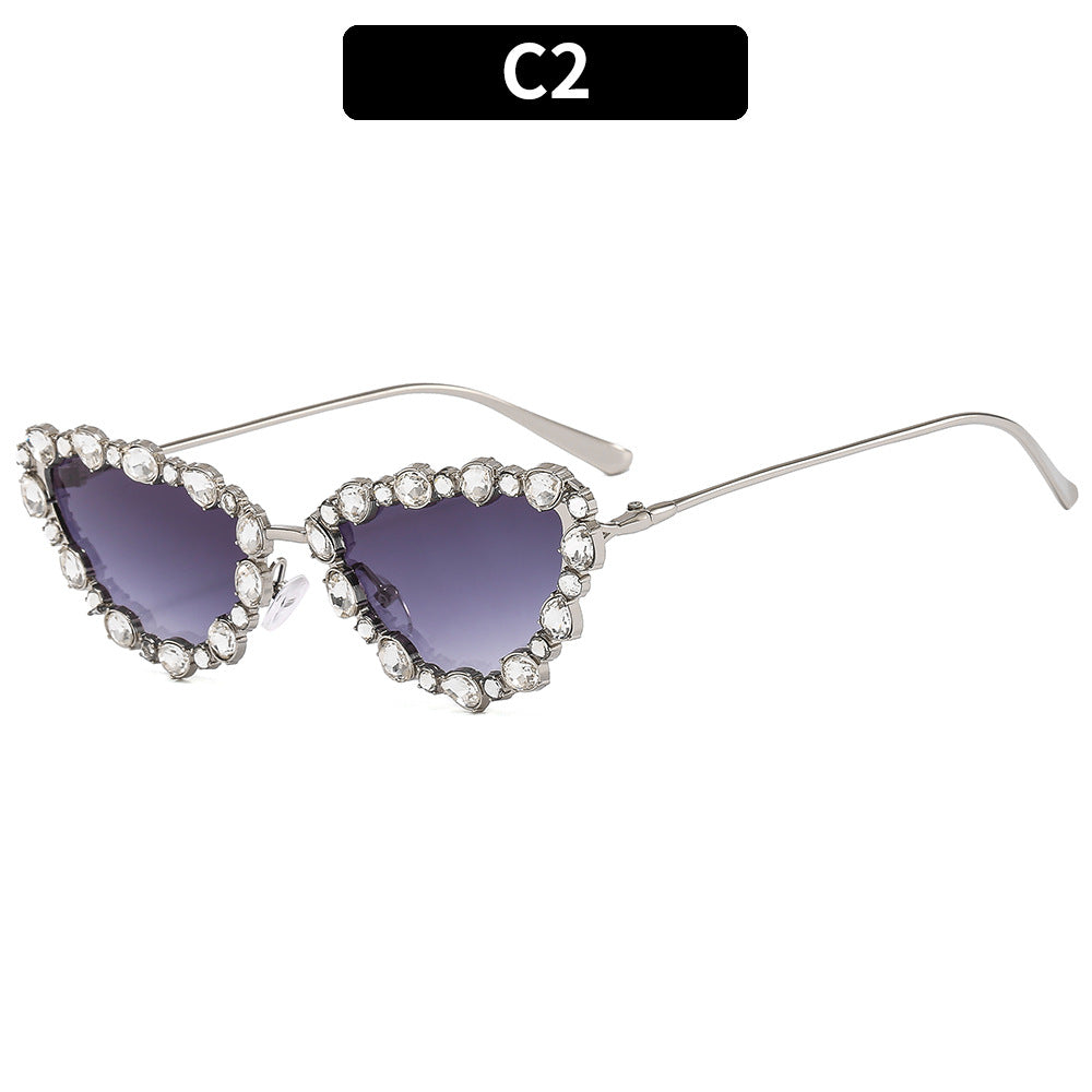 Wholesale PC Cat Eyes with Diamond Sunglasses
