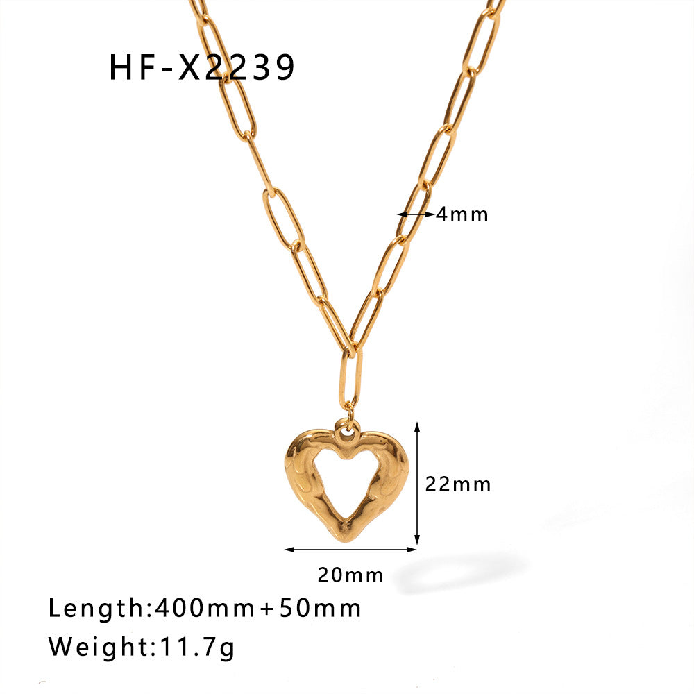 Wholesale Heart Clavicle Chain  Stainless  Steel Necklace