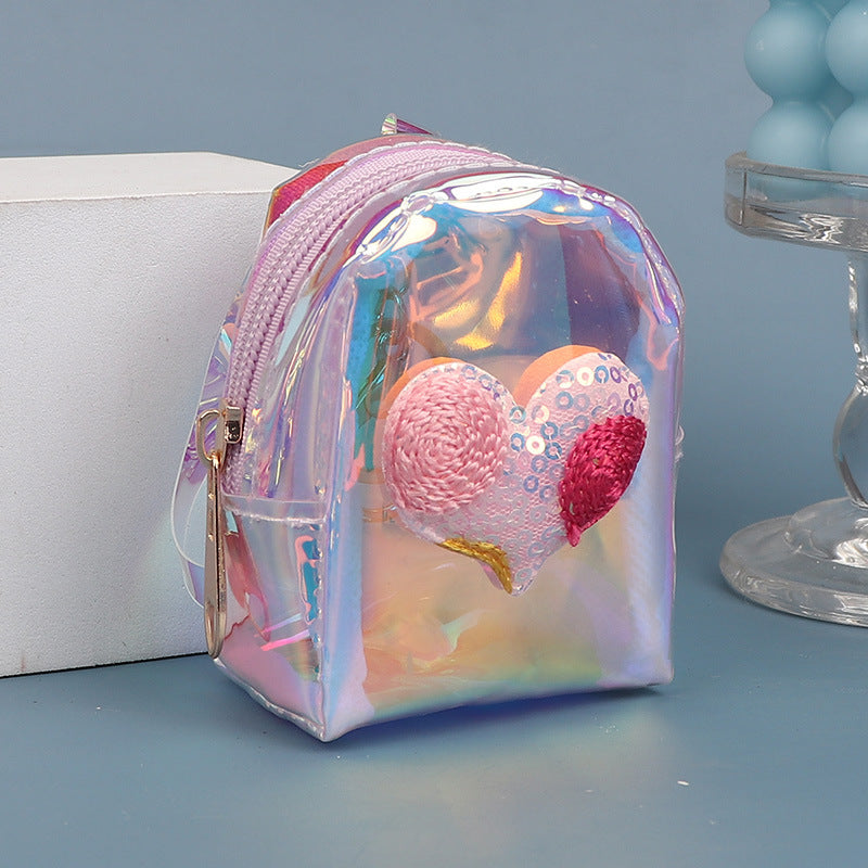Purso de monedas de monedas de láser para niños transparentes de Crown Heart de Crown Heart