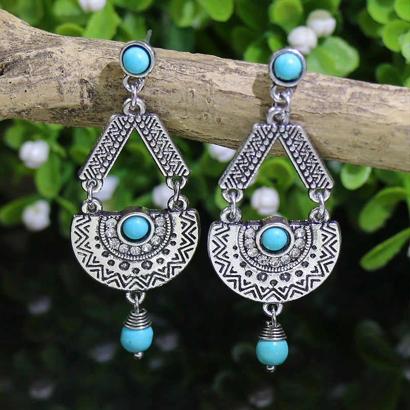 Wholesale Jewelry Bohemian Turquoise Alloy Earrings
