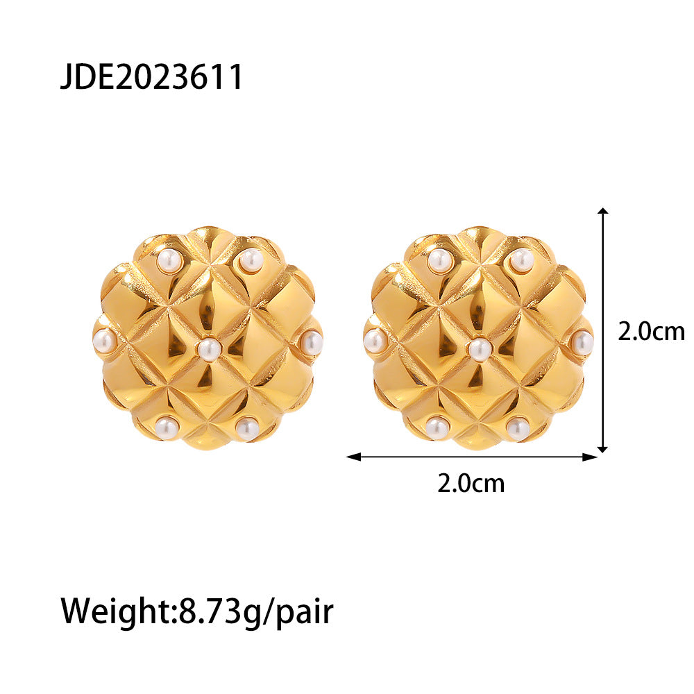 Wholesale 18K Gold Plated Vintage Argyle Earrings Stainless Steel