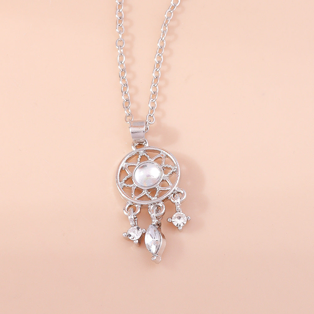 Wholesale Alloy Hollow Window Grille Geometric Pendant Necklace