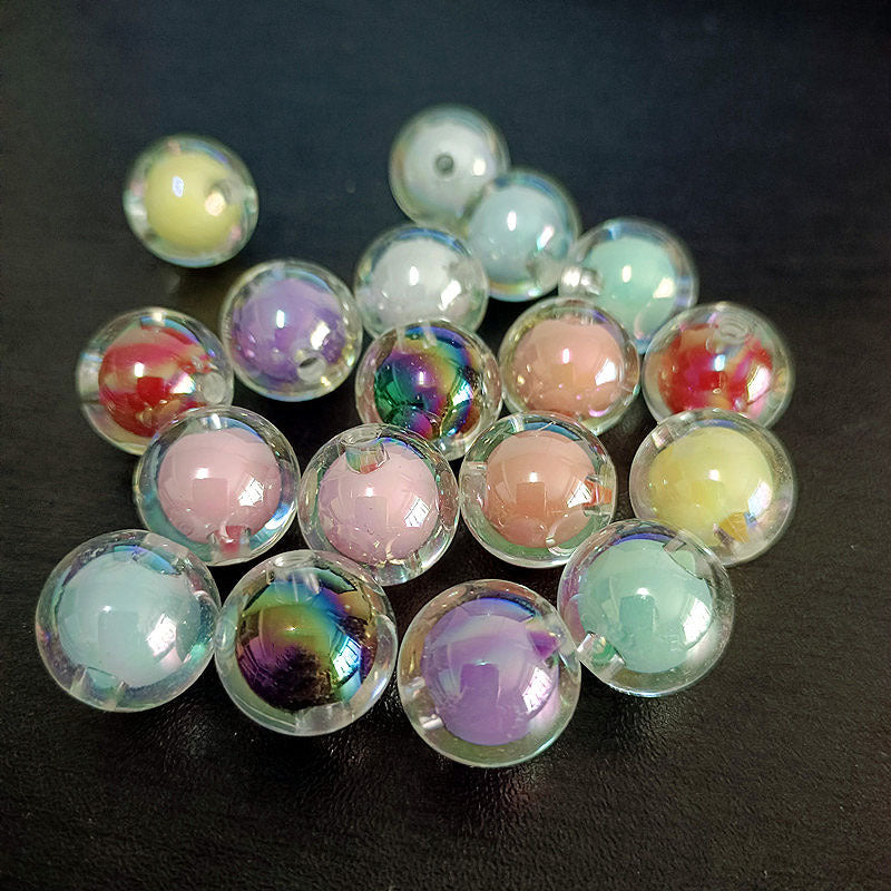 Venta al por mayor 200PCS 16MM Perlas de acrílico chapadas en color