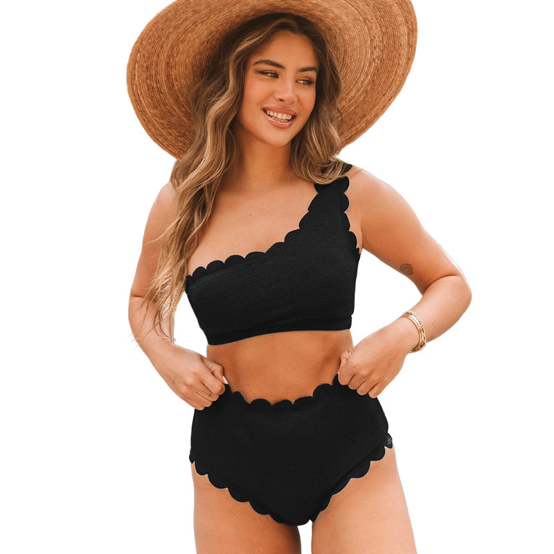 Wholesale Split Seashell Polyester Swimwear