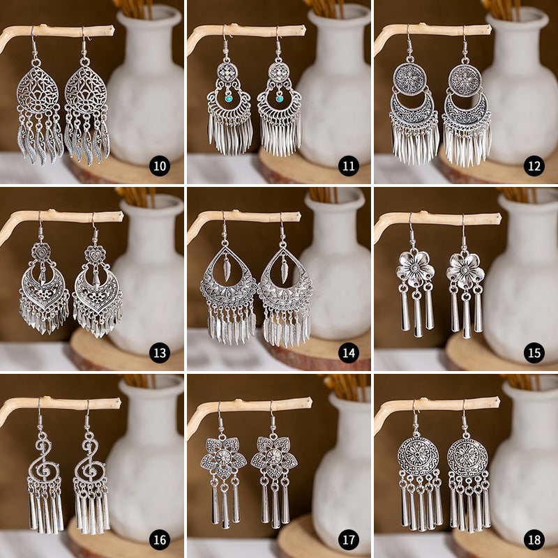 Wholesale Vintage Ethnic Style Metal Tassel Alloy Earrings
