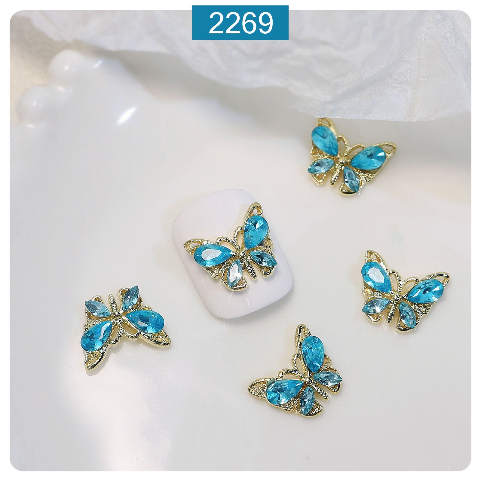 Wholesale Crystal Butterfly Zircon Resin Nail Stickers Accessories