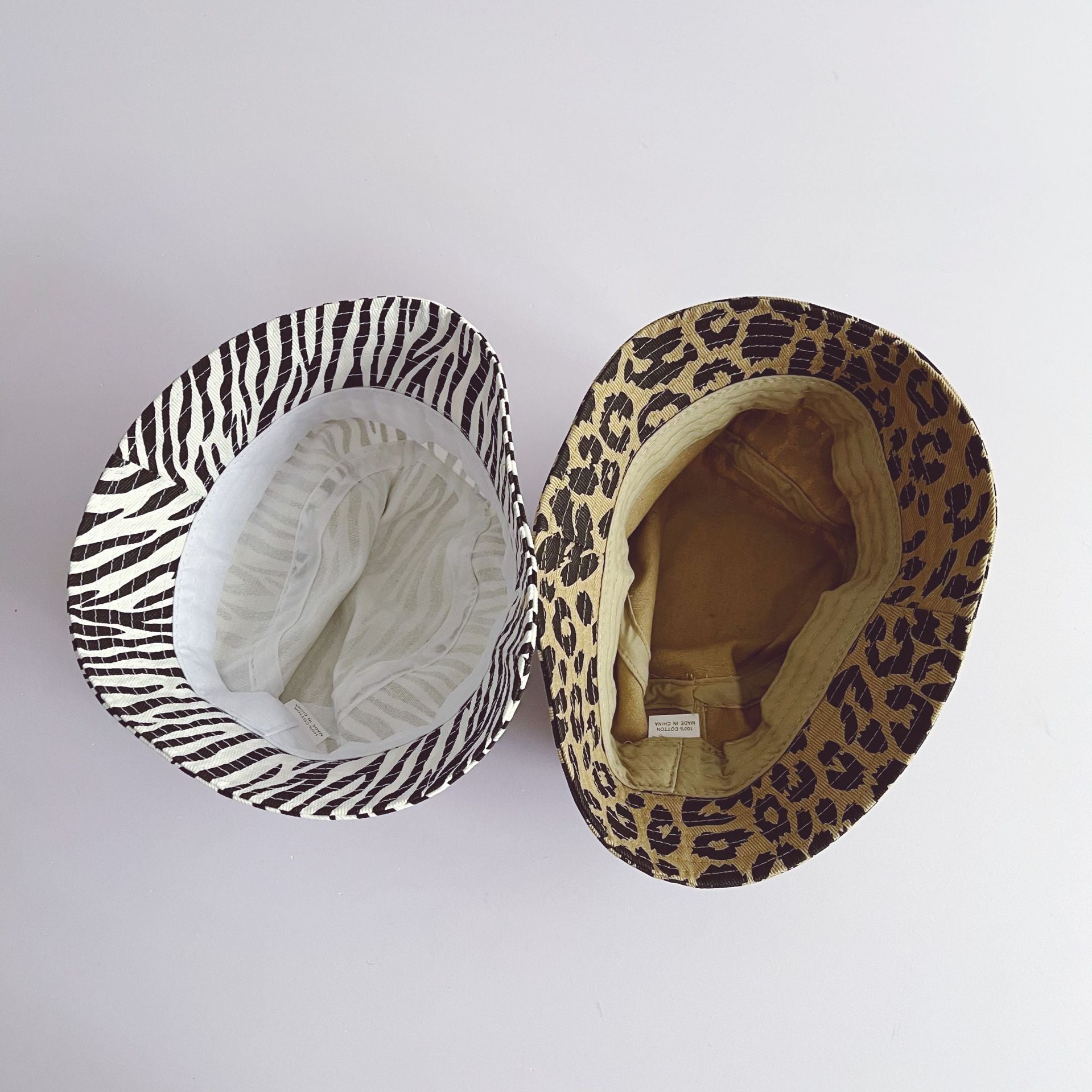 Wholesale Kids Personalized Stripe Leopard Print Cotton Bucket Hat