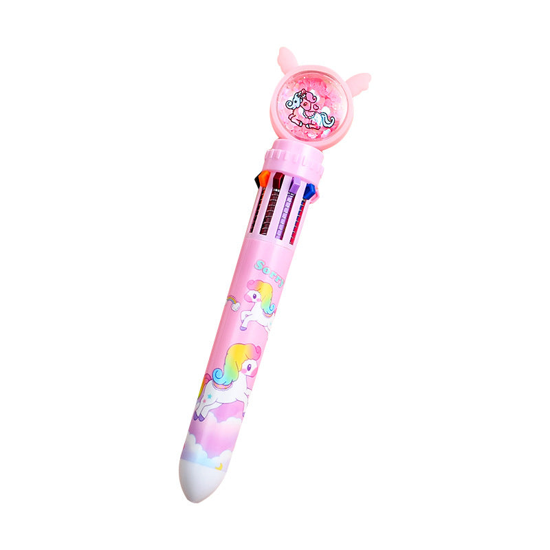 Wholesale Plastic Rainbow Unicorn Ten Color Ballpoint Pen