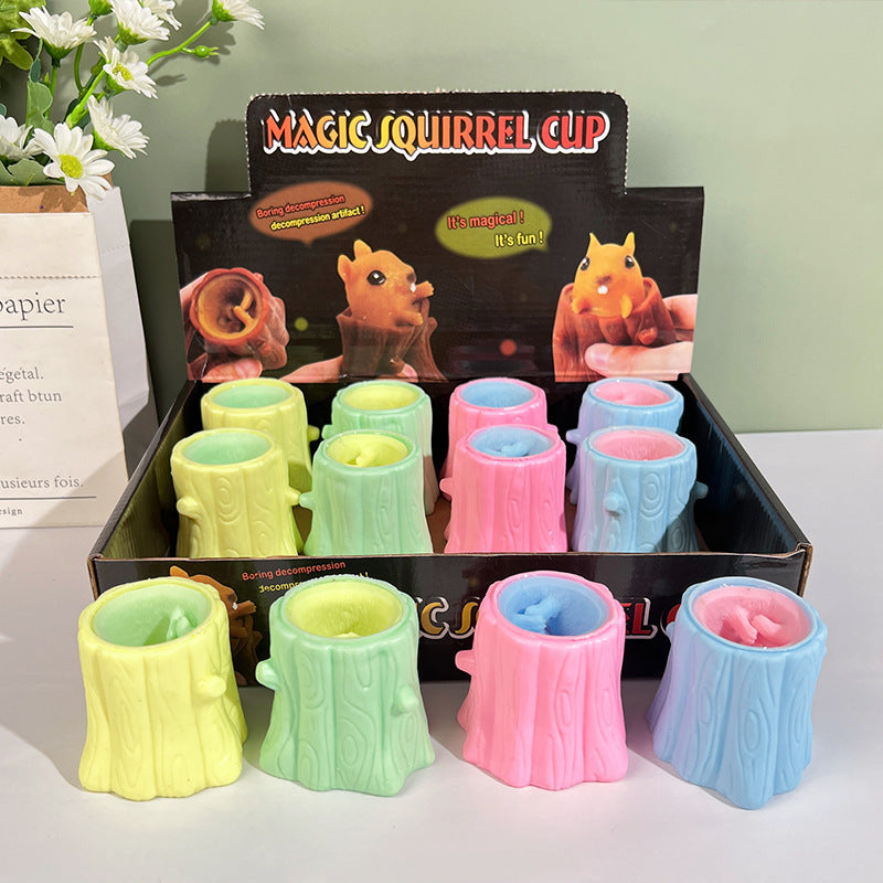 Wholesale 12pcs/box Halloween Decompression Squirrel Squeeze Cup Decompression Vinyl Toy