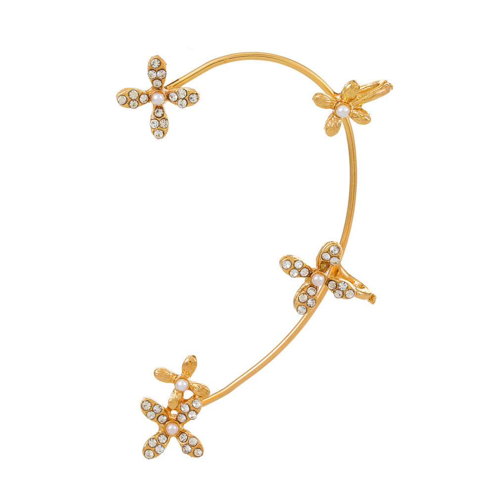 Venta al por mayor Pendientes de aleación de manguito de oreja de mariposa de diamante