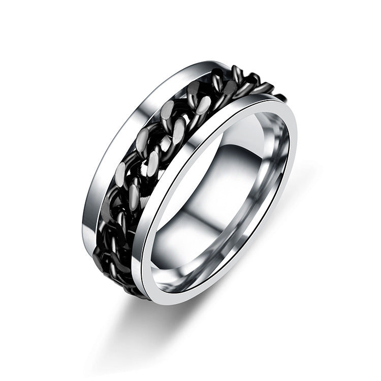 Wholesale Men's Titanium Steel Turnable Rings
