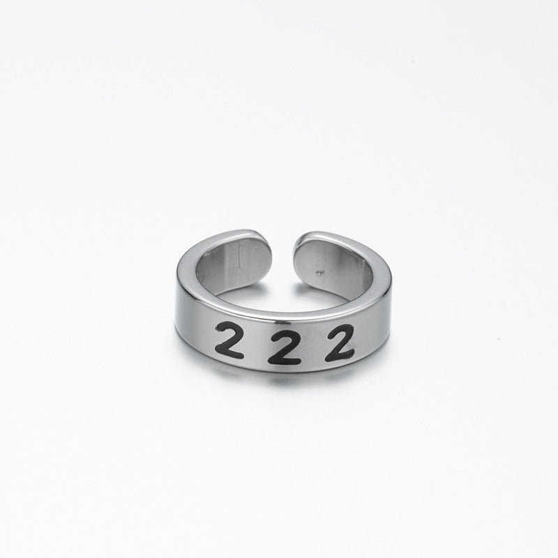 Wholesale Lucky Angel Numbers Stainless Steel Rings