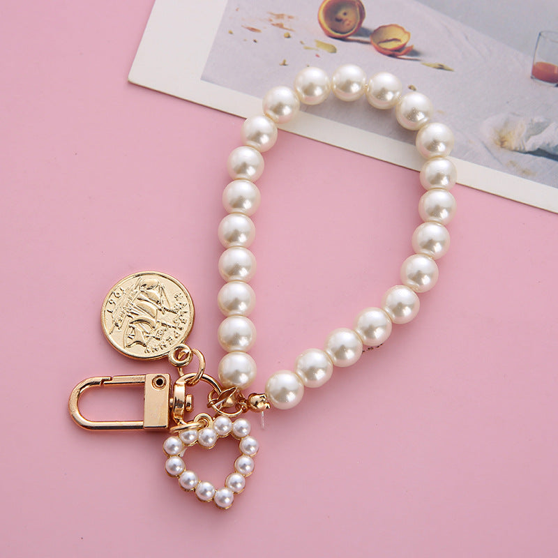 Wholesale Heart Pearl Acrylic Keychains